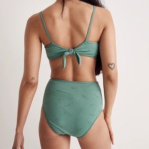 Retro High-Waisted Bikini Bottom in Swim Team Jacquard